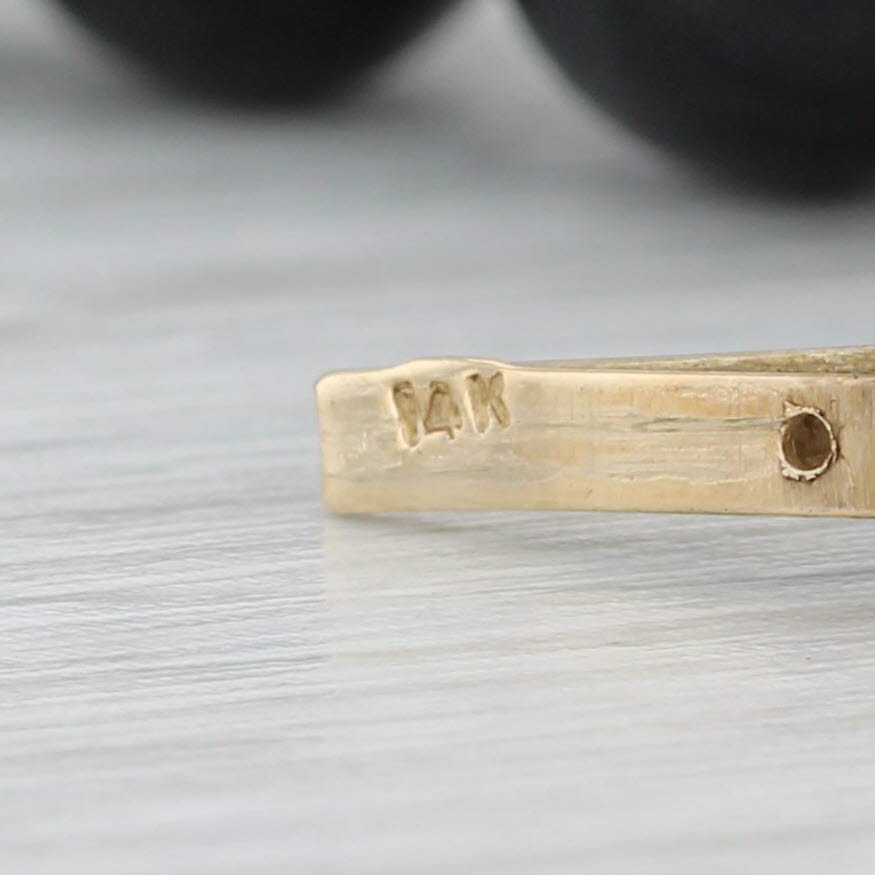 Gray Black Onyx Red Jasper Bead Necklace 14k Yellow Gold 29.5" Long Strand