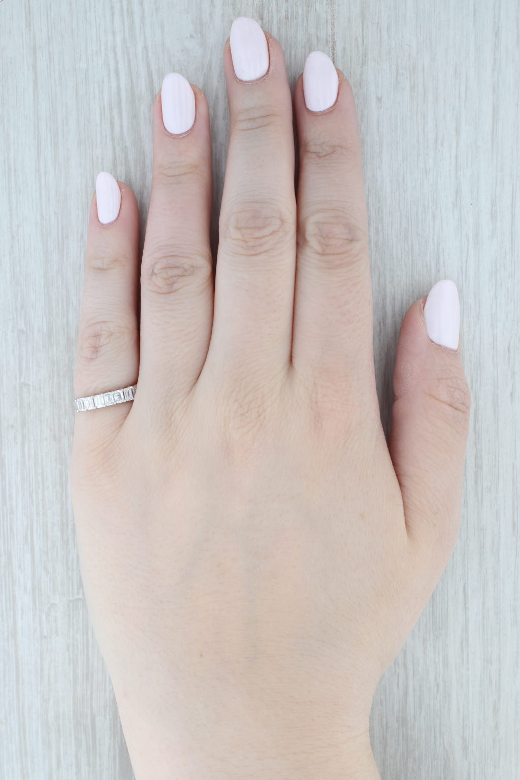 Light Gray New 0.89ctw Lab Grown Diamond Wedding Band 14k White Gold Stackable Ring Sz 6.25