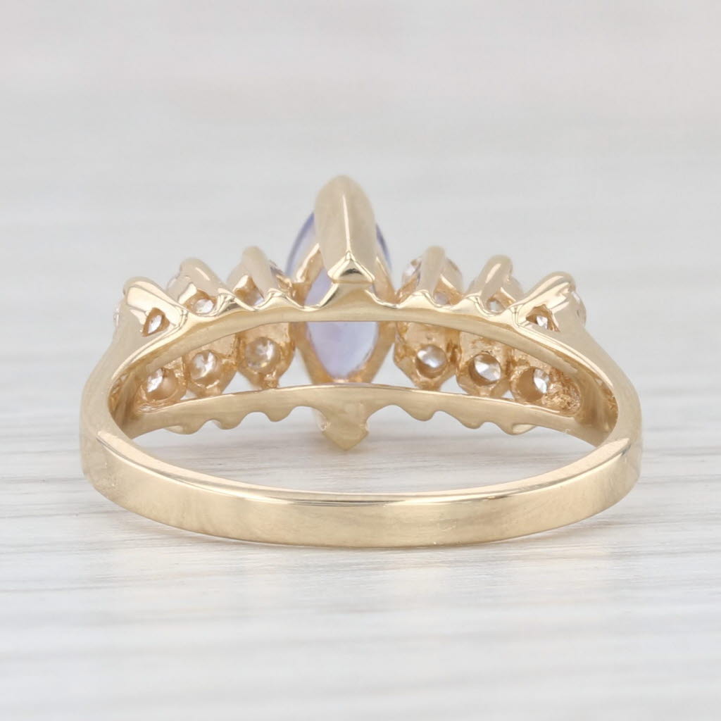 Light Gray 1.06ctw Marquise Tanzanite Diamond Ring 14k Yellow Gold Size 6.75