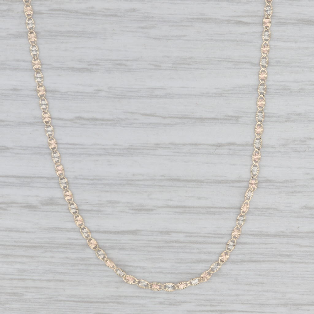 Gray Swirl Link Necklace 18" 1.8mm 14k Yellow Gold