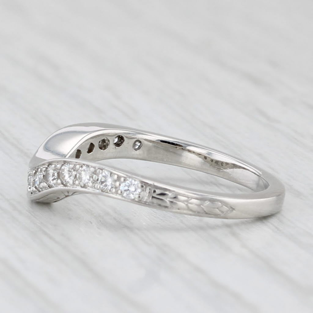 Light Gray 0.25ctw Diamond Contoured Wedding Band Platinum Sz 5.75 Guard Enhancer Stackable