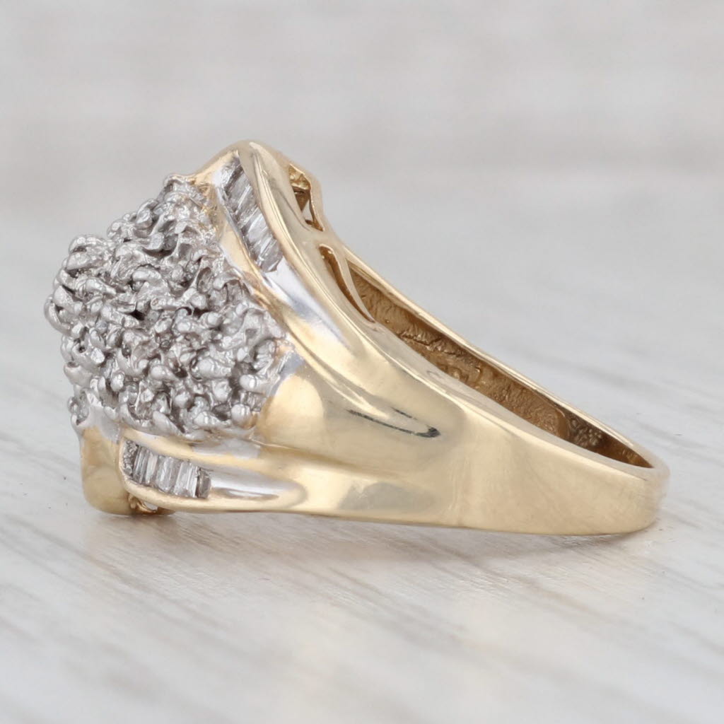 Gray 0.30ctw Diamond Cluster Bypass Ring 14k Yellow Gold Size 5.25