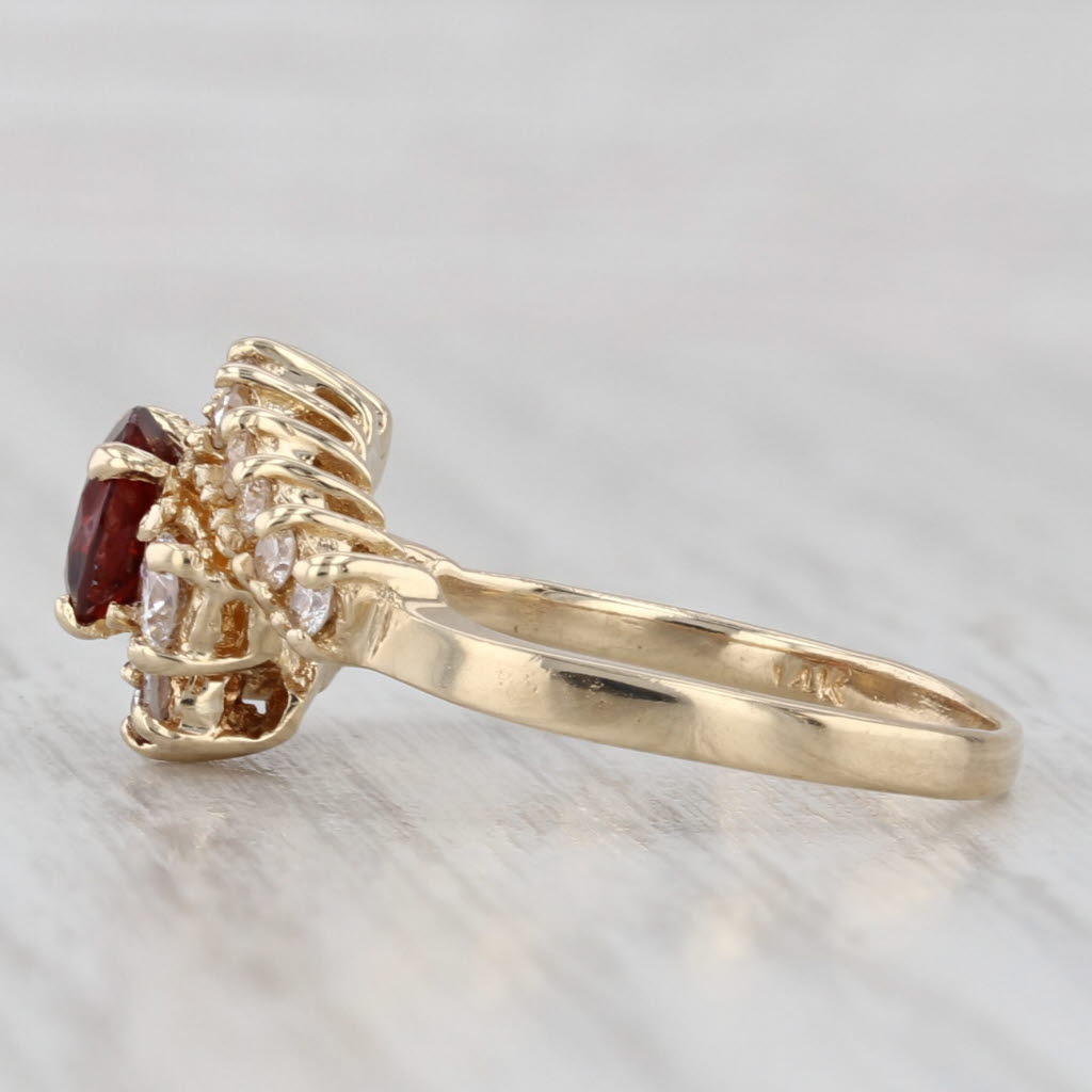Light Gray 1.30ctw Garnet Diamond Ring 14k Yellow Gold Size 5.5 Bypass