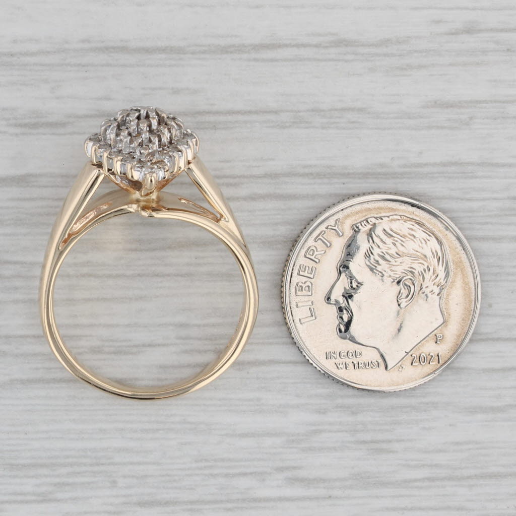 Gray 0.18ctw Diamond Cluster Ring 10k Yellow Gold Size 6.25