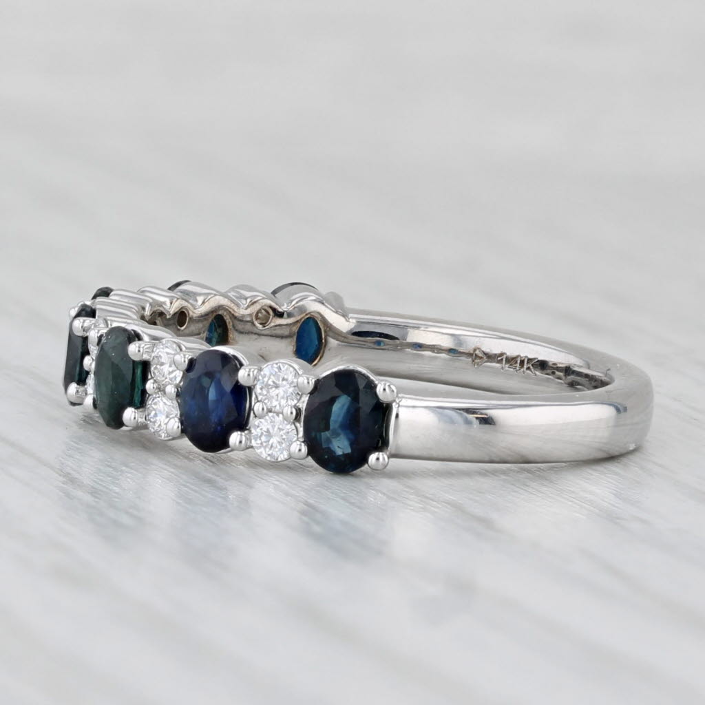 Light Gray 2.05ctw Blue Sapphire Diamond Ring 14k White Gold Size 8.75 Stackable Wedding