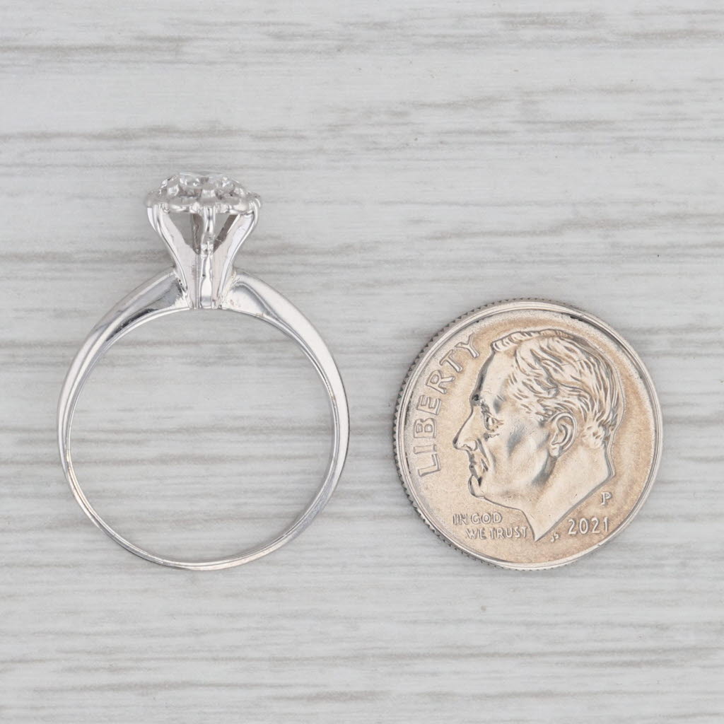 Gray Vintage 0.48ctw Diamond Engagement Ring 14k White Gold Size 6.25 Round Brilliant