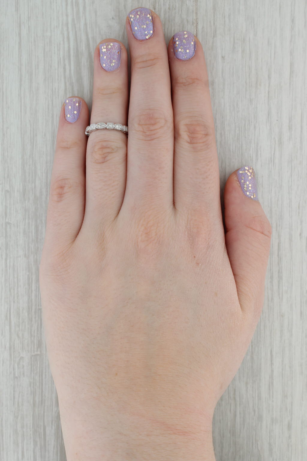 Dark Gray 0.28ctw Diamond Eternity Band 14k White Gold Size 5 Stackable Wedding Ring