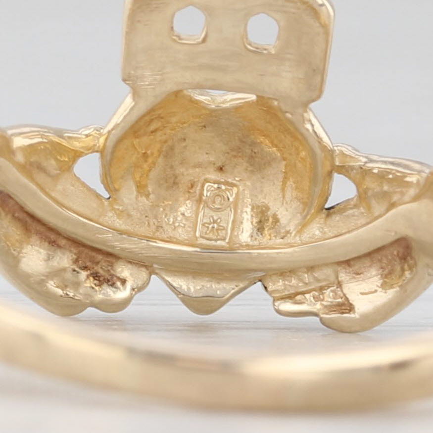 Tan Claddagh Ring 14k Yellow Gold Irish Symbolic Wedding Band Size 7.5