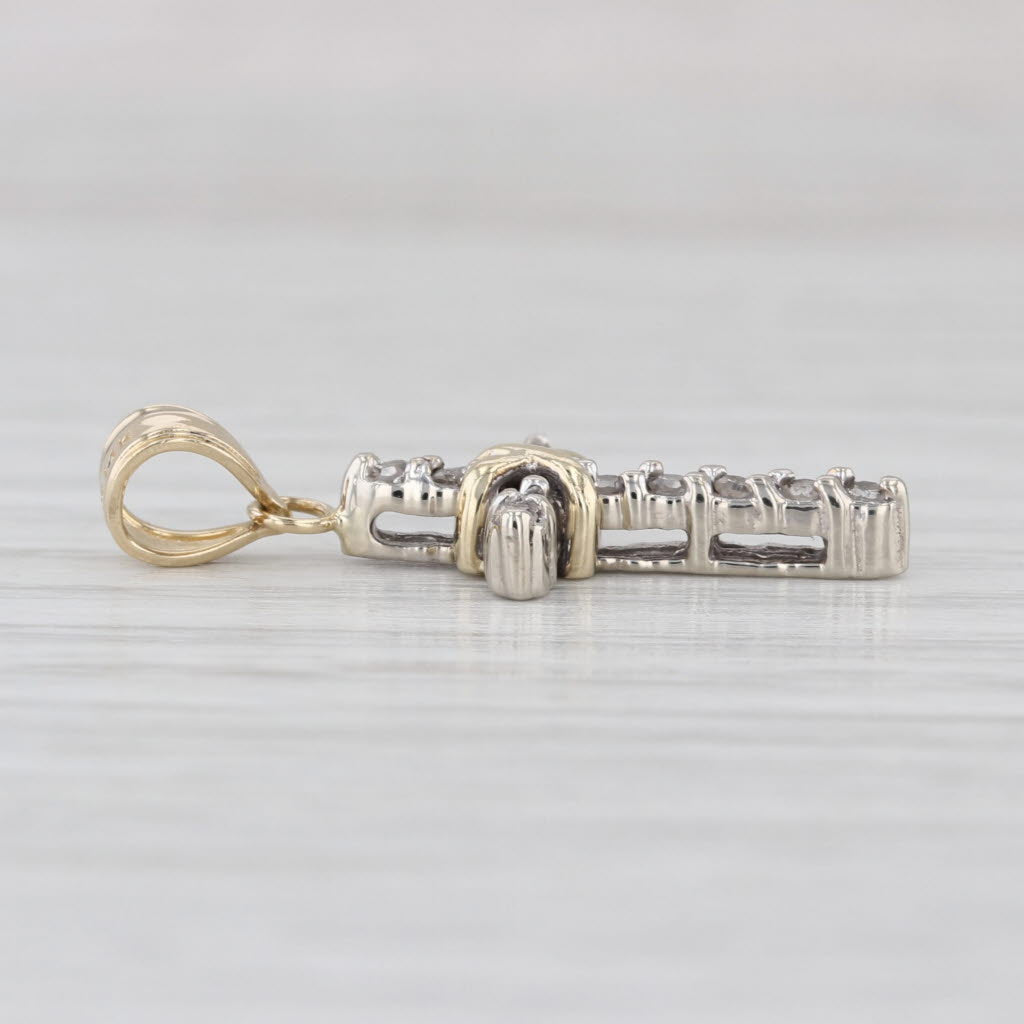 0.10ctw Diamond Cross Pendant 14k Bail 10k Crpss Small Drop