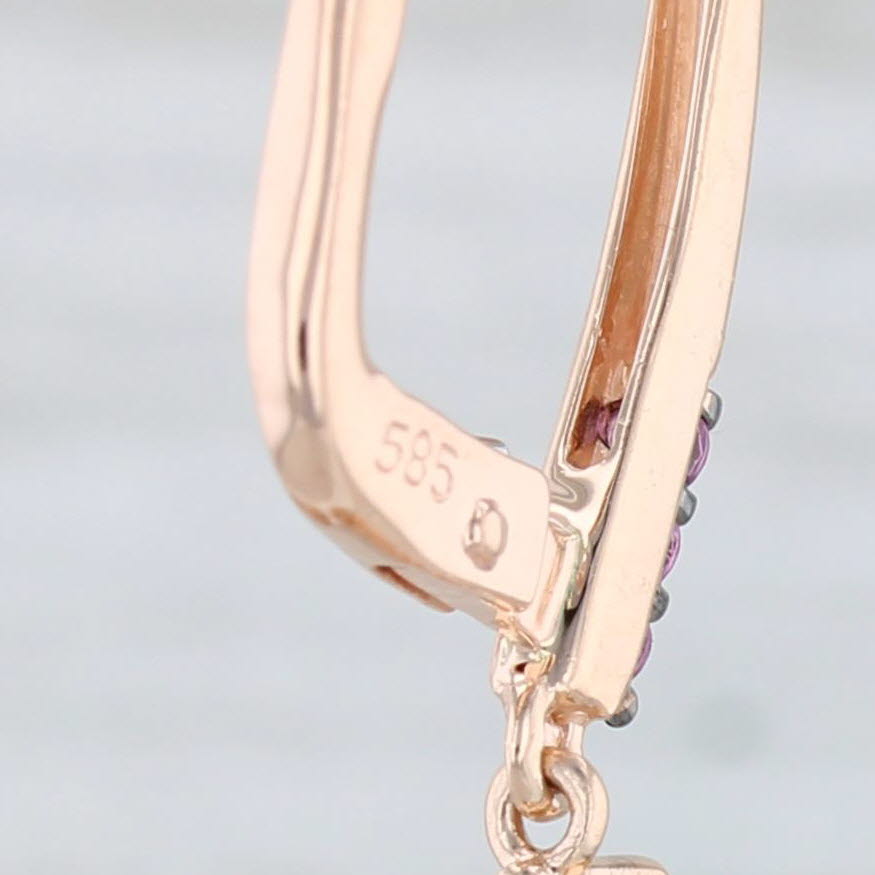 Light Gray Le Vian Crazy 16.60ctw Citrine Garnet Topaz Dangle Earrings 14k Rose Gold