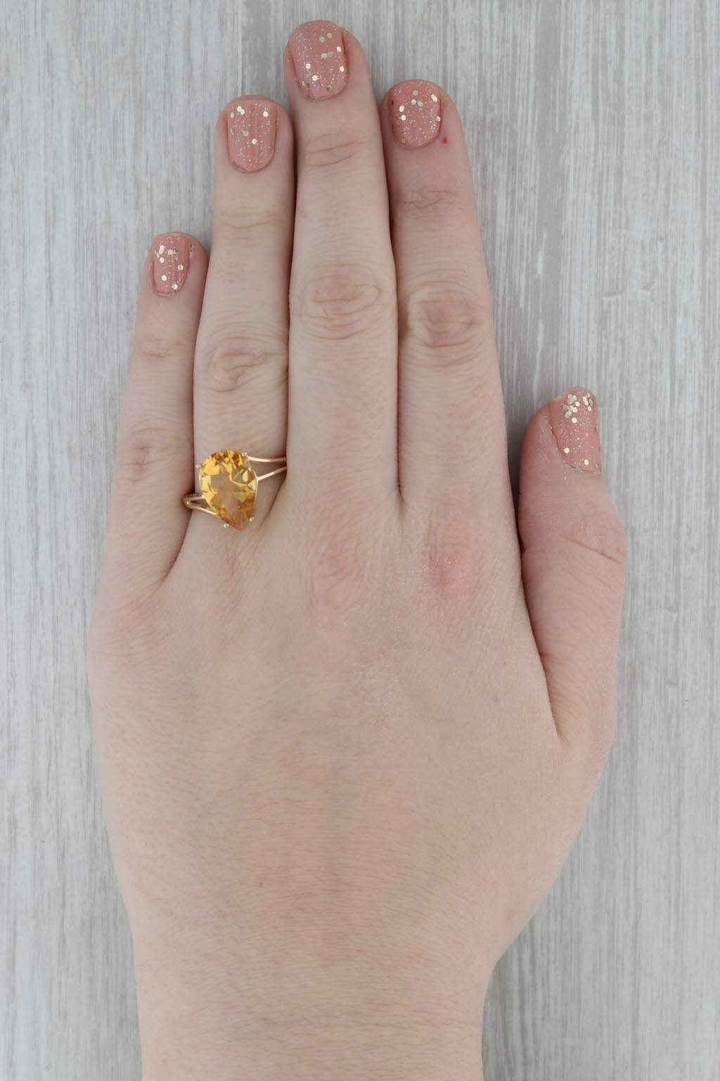Dark Gray 5.50ct Citrine Pear Solitaire Ring 10k Yellow Gold Size 9.25