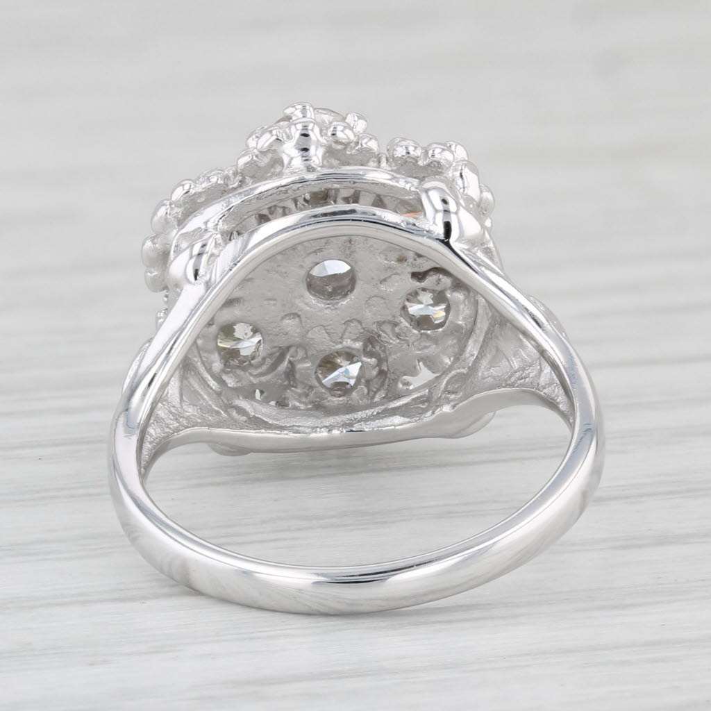 Light Gray Vintage 1.55ctw Diamond Cluster Ring 14k White Gold Size 6.25 Cocktail