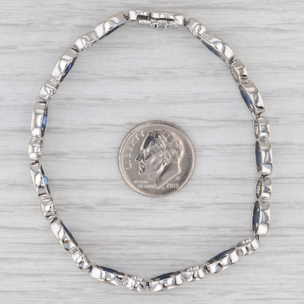 7.56ctw Blue Sapphire Diamond Tennis Bracelet 14k White Gold 6.75" 6.5mm