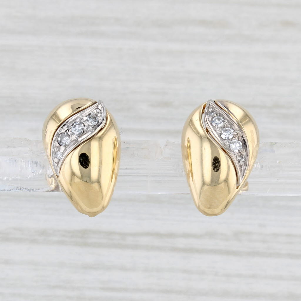 Light Gray Diamond Teardrop Stud Earrings 18k Yellow Gold
