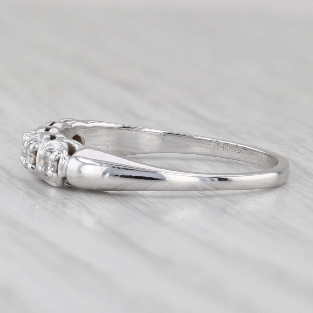 0.12ctw Diamond Wedding Band 14k White Gold Size 5.5 Stackable Ring