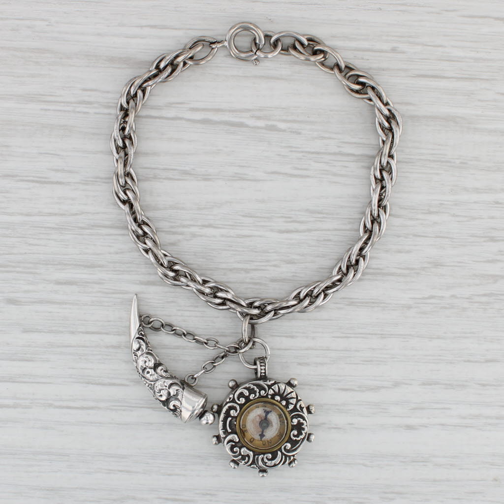 Charme Bracelet Cheval à Bascule Vintage En Argent Sterling 925 - 2,2 G, 2,2 Cm