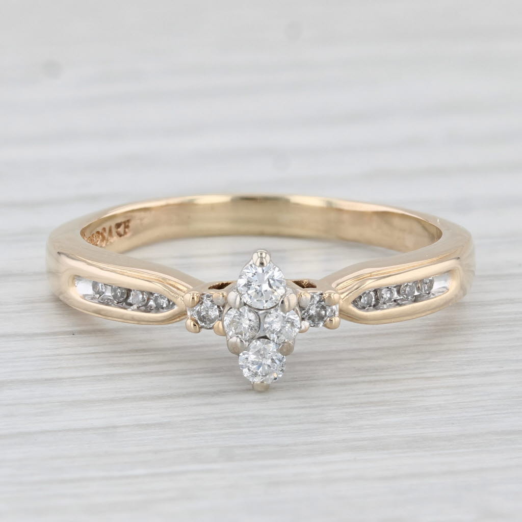 Light Gray 0.27ctw Marquise Diamond Engagement Ring 14k Yellow Gold Size 10.25