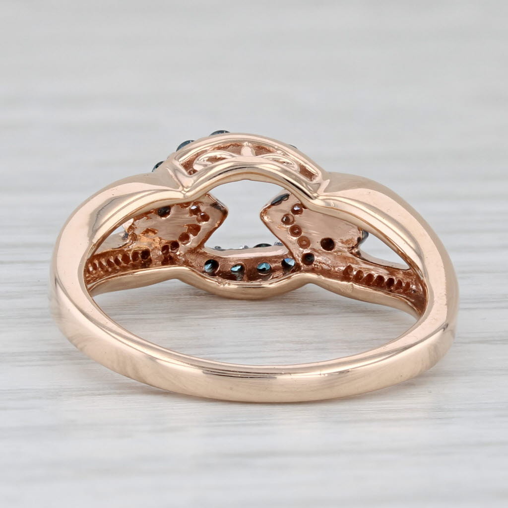 Light Gray 0.26ctw Blue White Diamond Knot Ring 10k Rose Gold Size 6.75