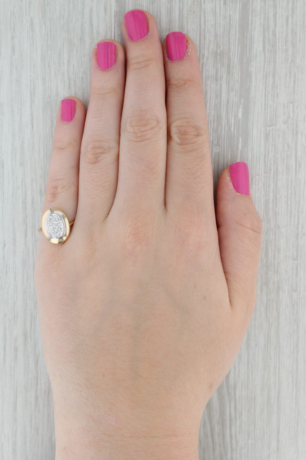 Gray Diamond Cluster Ring 10k Yellow Gold Size 7
