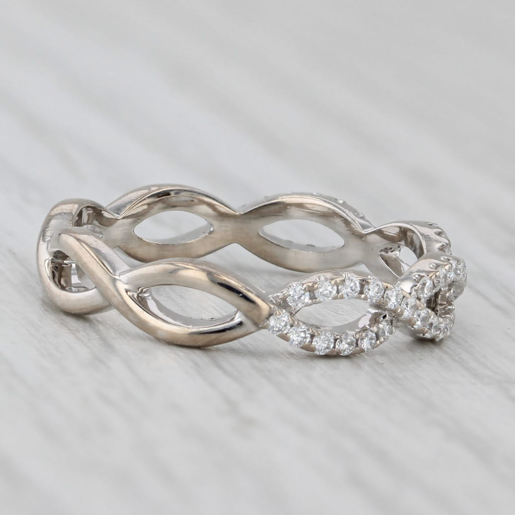 Gray 0.23ctw Woven Diamond Ring 14k White Gold Stackable Wedding Band Size 7