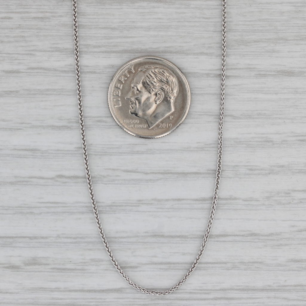 Gray New Wheat Chain Necklace 10k White Gold 18" 1mm
