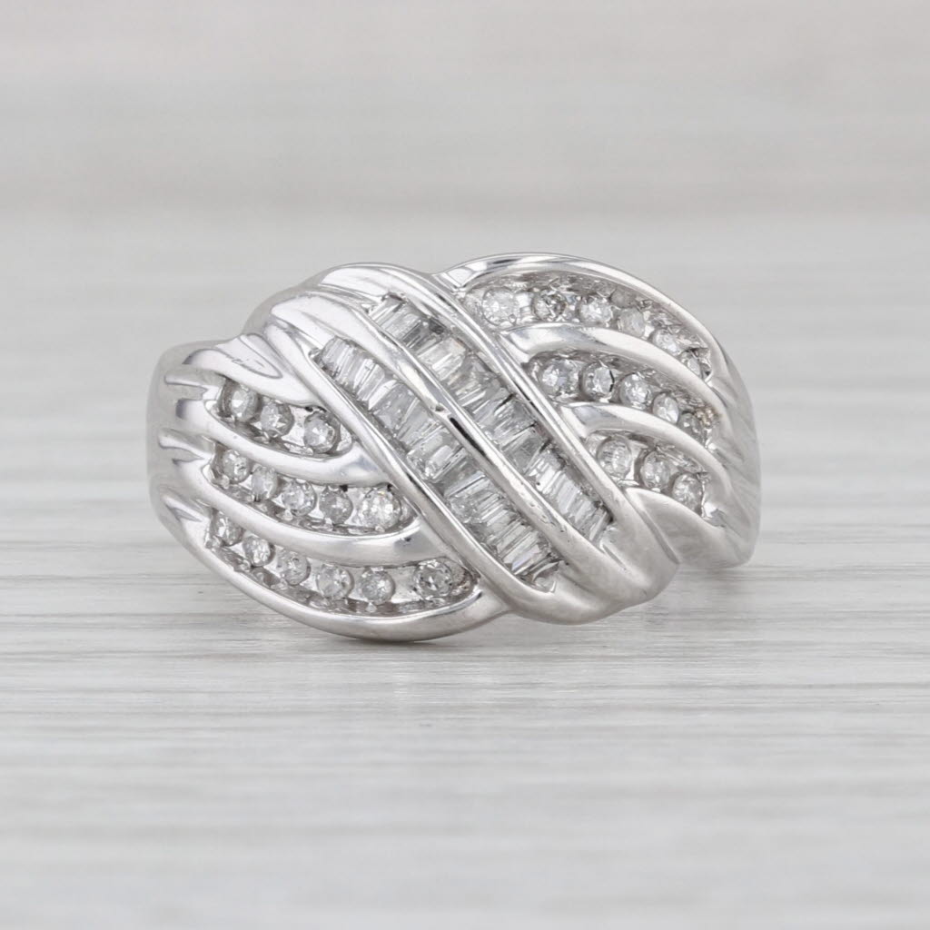 0.60ctw Diamond Knot Overlay Ring 10k white Gold Size 7.25