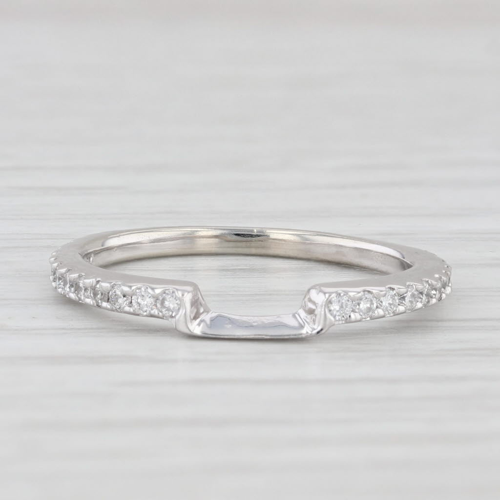 Light Gray 0.30ctw Diamond Wedding Band Guard 14k White Gold Sz 4.75 Stackable Anniversary
