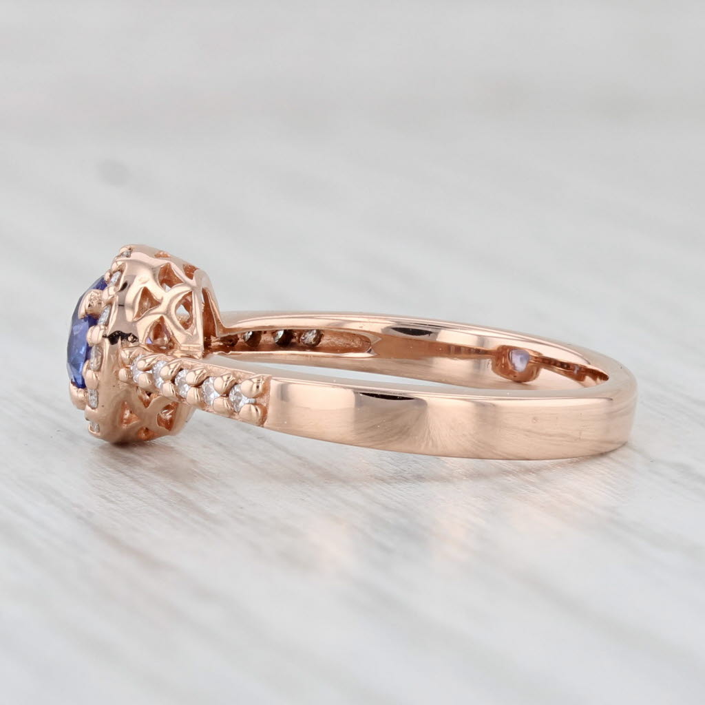 Light Gray 0.67ctw Tanzanite Moissanite Halo Ring 14k Rose Gold Size 5.5 Engagement