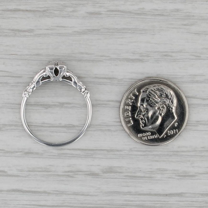 Vintage 0.13ctw Diamond Engagement Ring 14k White Gold Size 5.5