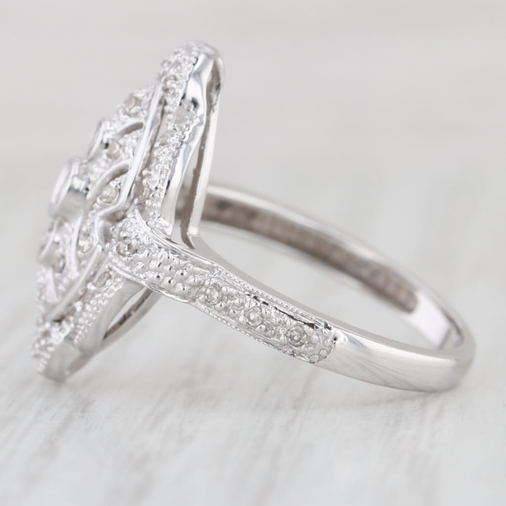 Vintage 0.27ctw Diamond Cluster Ring 14k White Gold Size 7.25