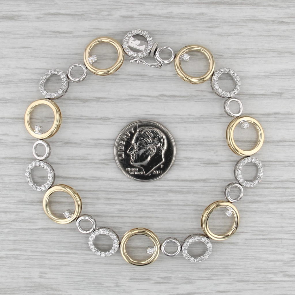 1.03ctw Diamond Circles Bracelet 14k White Yellow Gold 7"