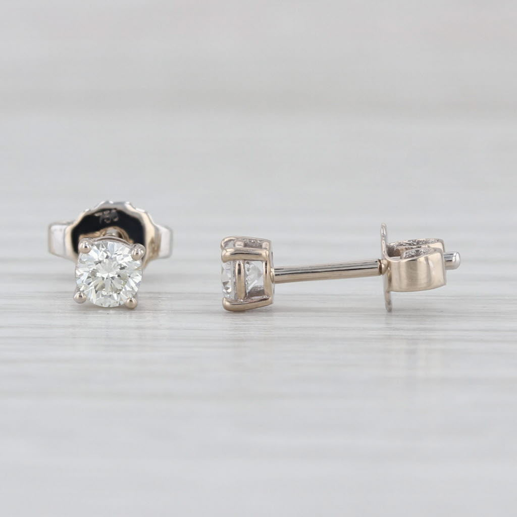 0.32ctw Round Diamond Solitaire Stud Earrings 18k White Gold Studs