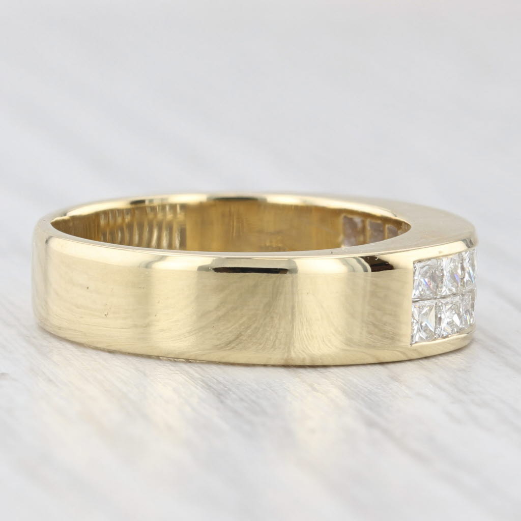 Light Gray 1ctw Princess Channel Set Diamond Wedding Band 18k Gold Anniversary Ring