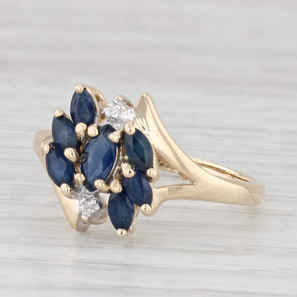 0.82ctw Blue Sapphire Diamond Ring 10k Yellow Gold Size 7