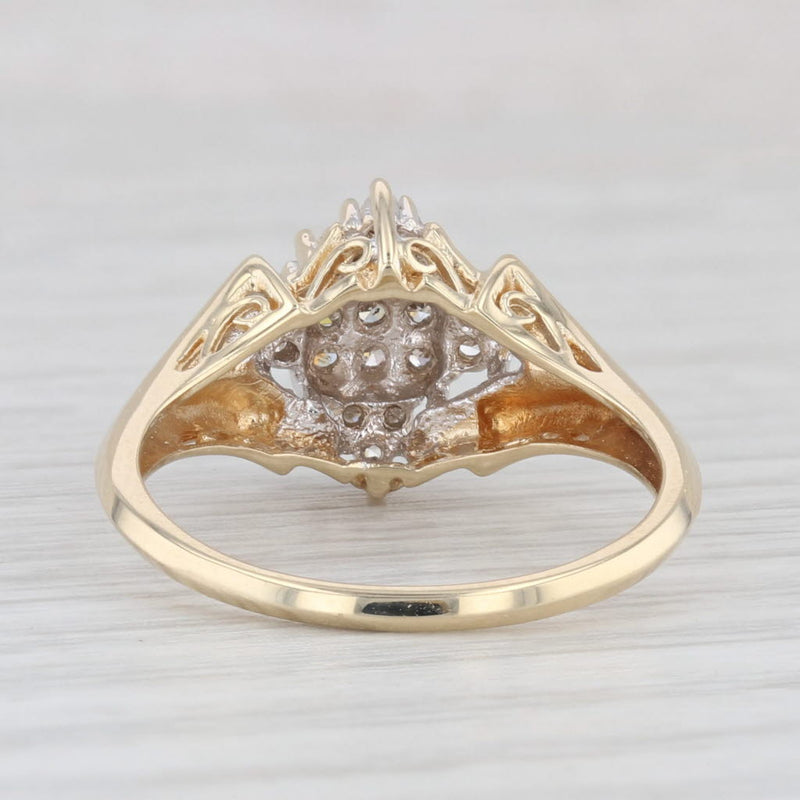 0.20ctw Diamond Cluster Engagement Ring 10k Yellow Gold Size 7