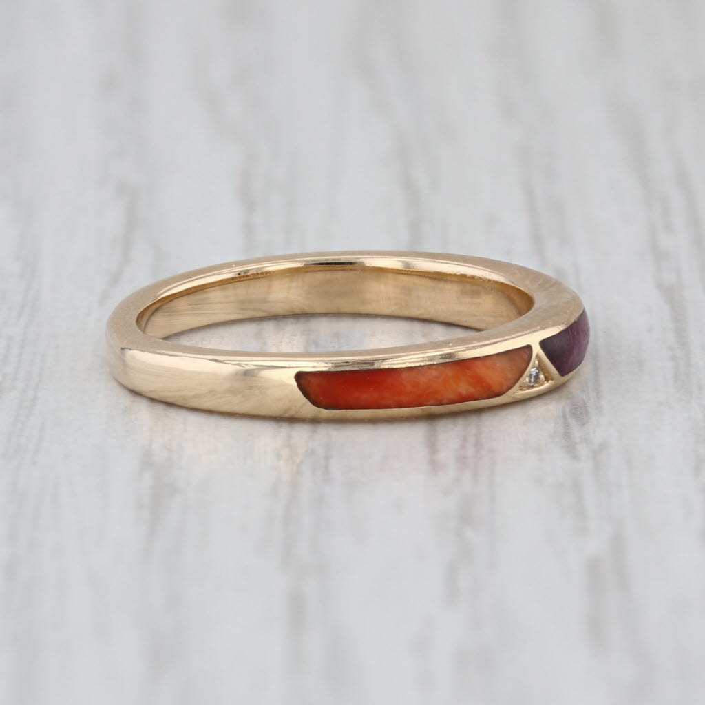 Kabana Multicolor Mother of Pearl Band 14k Yellow Gold Size 6.75 Ring Stackable