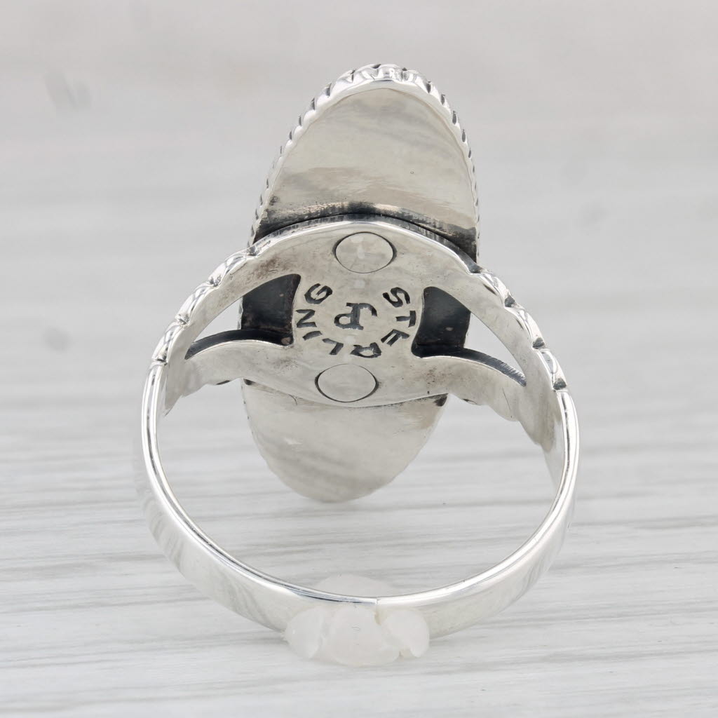 Light Gray Vintage Imitation Turquoise Ring Sterling Silver Size 6 Native American Signed