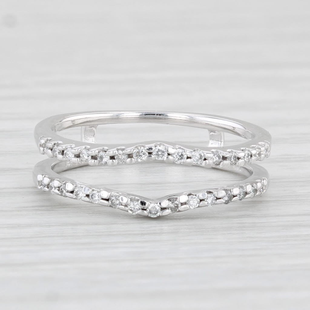 Light Gray Diamond Ring Jacket Guard 14k White Gold Size 5.25-5.5 Wedding Band