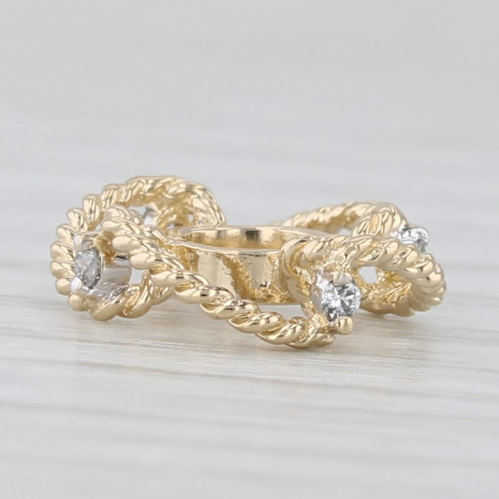 Light Gray Small Diamond Flower Twist Bead Spacer Charm 14k Yellow Gold Rondel