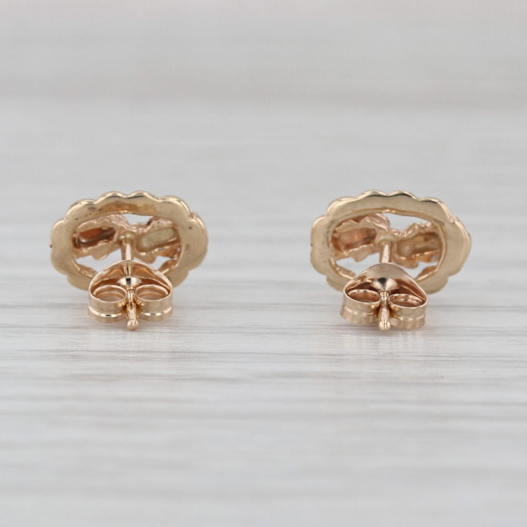 Black Hills Gold Leaf Stud Earrings 10k Yellow Rose Green Gold Small Studs