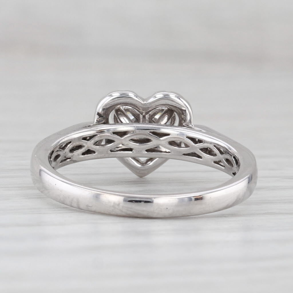 Light Gray 0.51ctw Diamond Heart Halo Engagement Ring 14k White Gold Size 7