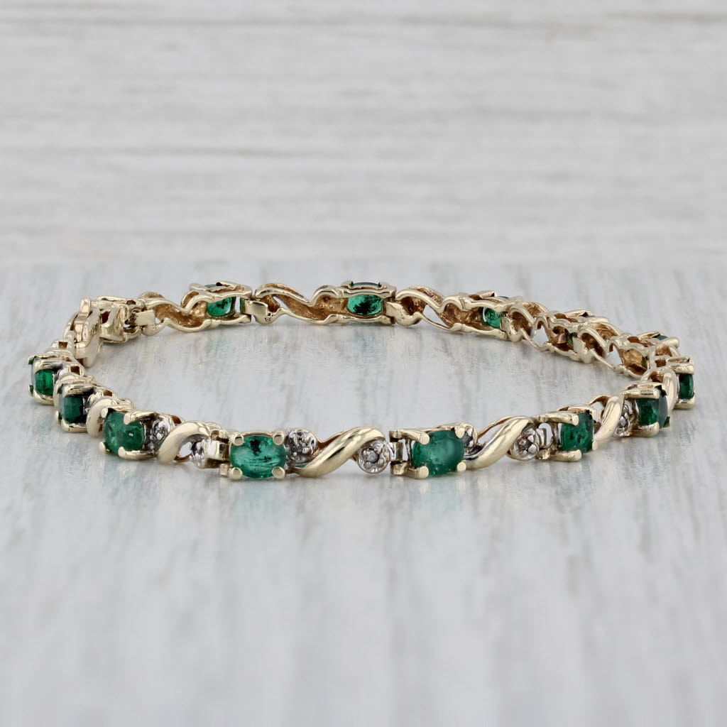 Gray 2.38ctw Emerald Diamond Tennis Bracelet 10k Yellow Gold 7" 3.6mm