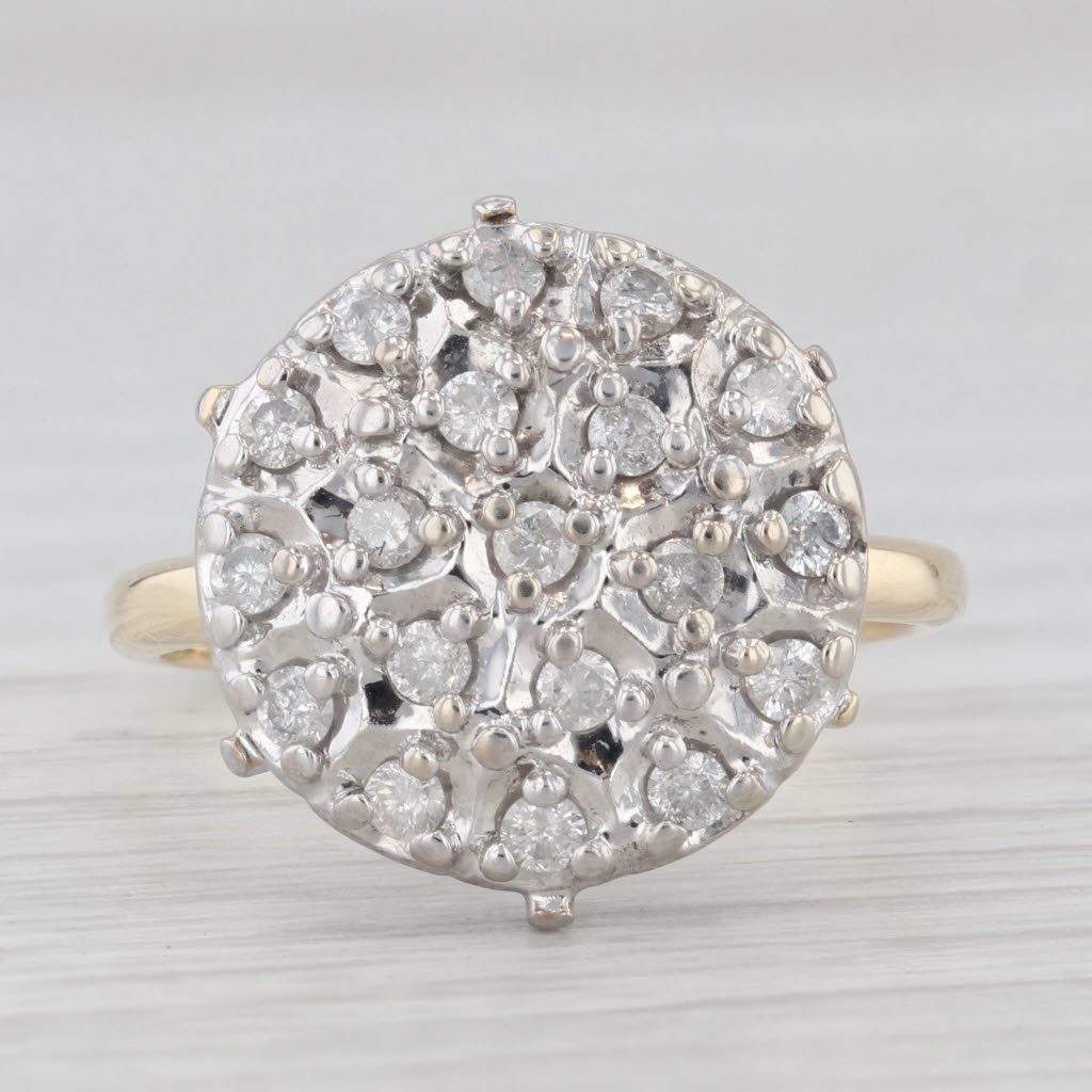 Light Gray Vintage 0.50ctw Diamond Cluster Engagement Ring 10k White Yellow Gold Size 6.5