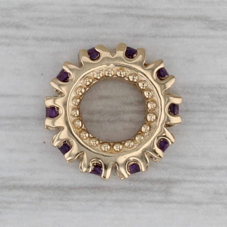 Dark Gray Small 0.30ctw Amethyst Bead Spacer Charm 14k Yellow Gold Slide Rondel
