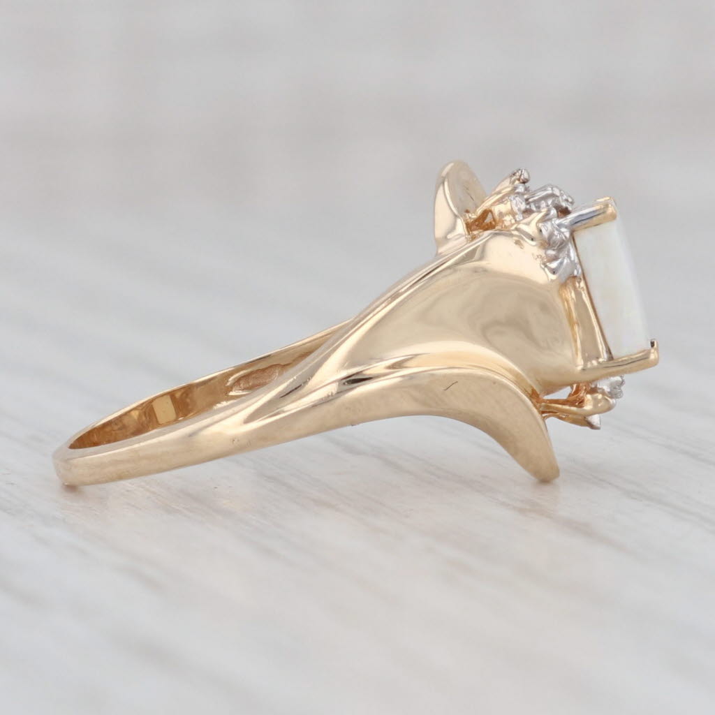 Light Gray Opal Diamond Ring 14k Yellow Gold Size 7.25 Rectangle Solitaire