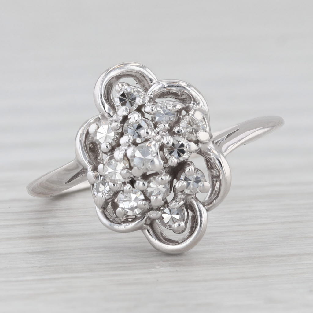 Light Gray 0.33ctw Diamond Cluster Ring 14k White Gold Size 7