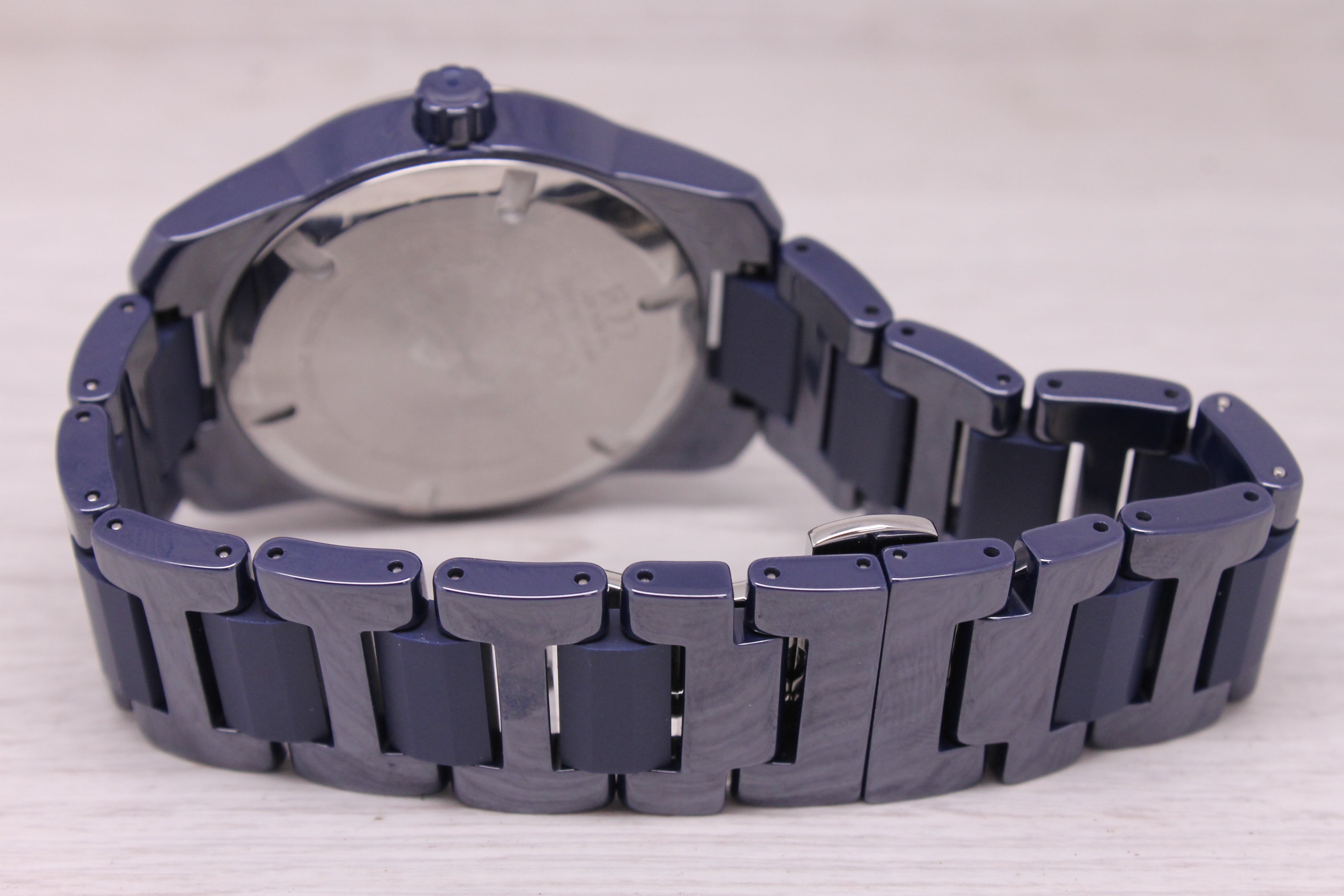 Movado Bold Verso 42mm Quartz Watch Blue IP Stainless Steel Date Swiss 3600862