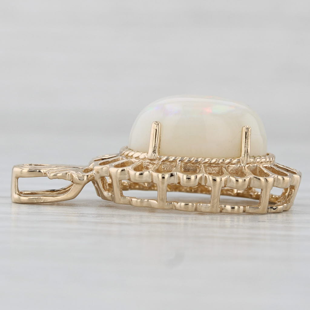 Light Gray Opal Oval Cabochon Pendant 14k Yellow Gold