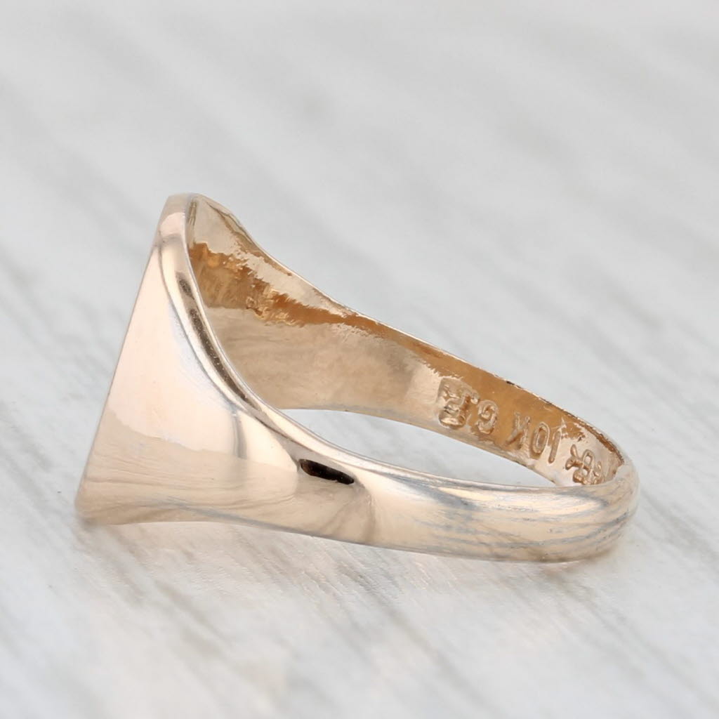 Light Gray Vintage 10K Yellow Gold Filled "C" Initial Signet Ring Size 3.5