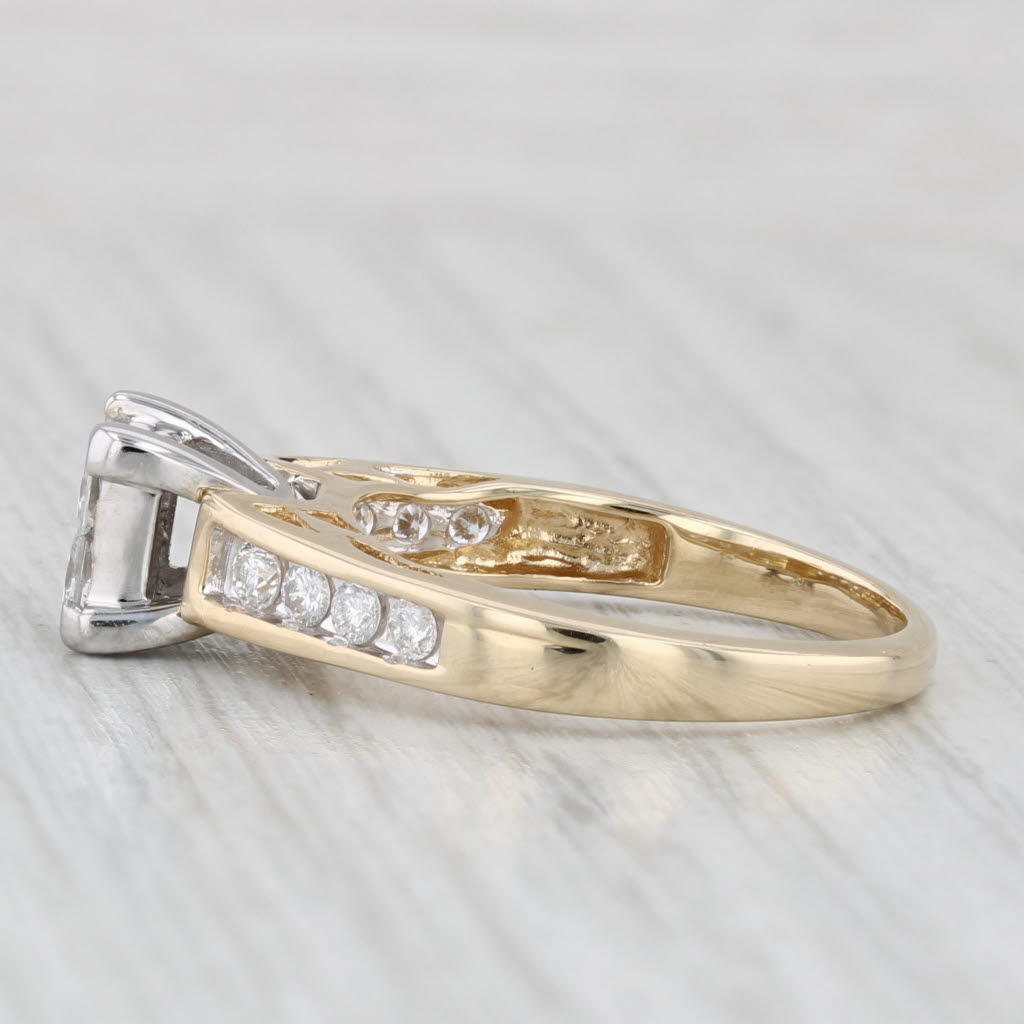 Light Gray 0.70ctw Princess Diamond Engagement Ring 14k Yellow White Gold Size 6.5